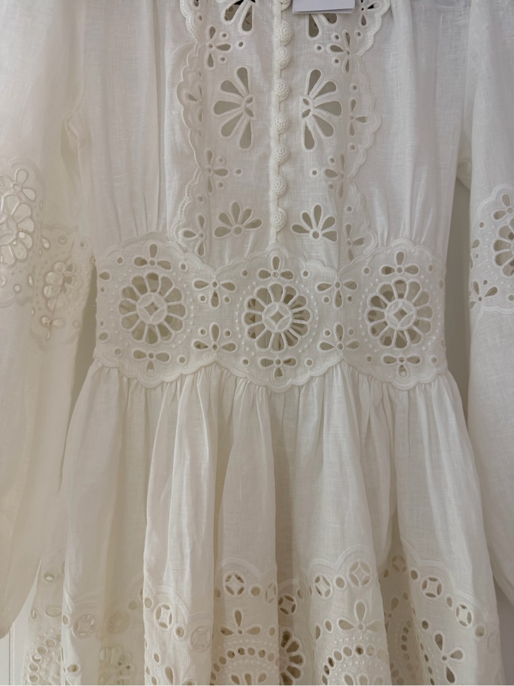 NWT Zimmermann Acacia Broderie Ivory Anglaise White Eyelet Lace Mini Dress - Picture 7 of 14